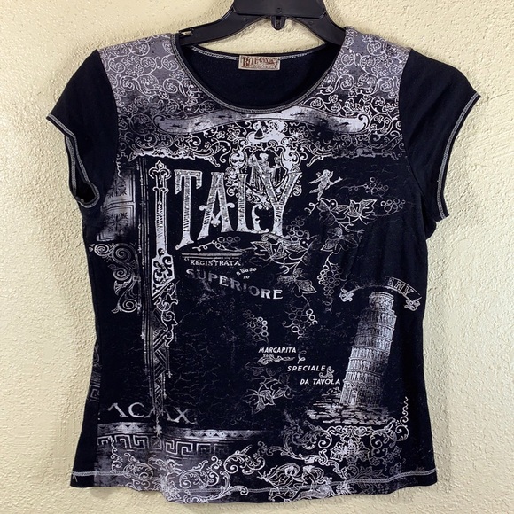 Blue Canyon Tops - Blue Canyon Knit Top Blouse Black Cream ITALY L